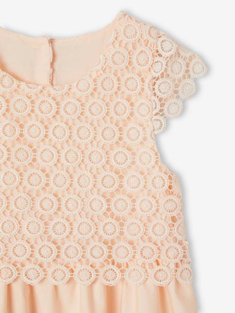 Robe cérémonie fille effet 2 en 1 haut en macramé ivoire+rose nude 14 - vertbaudet enfant 