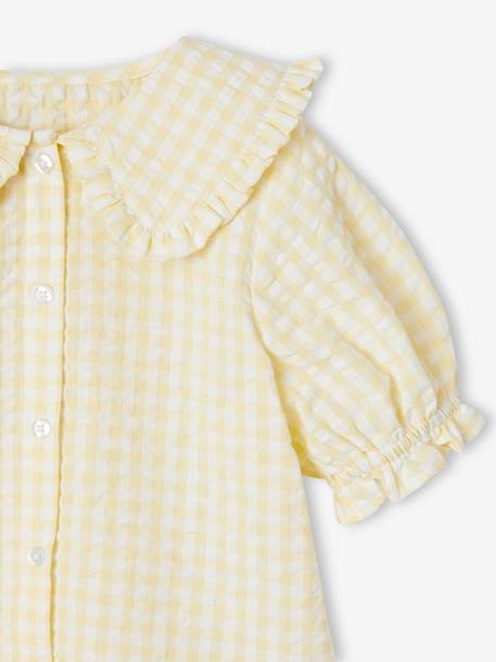 Blouse vichy grand col volanté fille jaune pâle 3 - vertbaudet enfant 