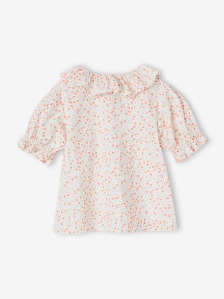 Blouse à colerette en gaze de coton fille corail+écru 4 - vertbaudet enfant 