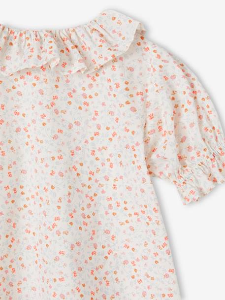 Blouse à colerette en gaze de coton fille corail+écru 6 - vertbaudet enfant 