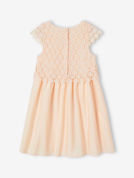 Robe cérémonie fille effet 2 en 1 haut en macramé ivoire+rose nude 13 - vertbaudet enfant 