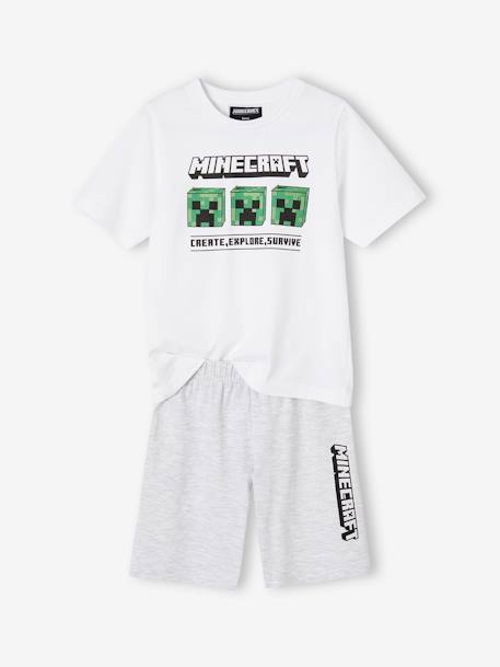 Pyjashort bicolore garçon Minecraft® Blanc/gris chiné 1 - vertbaudet enfant 