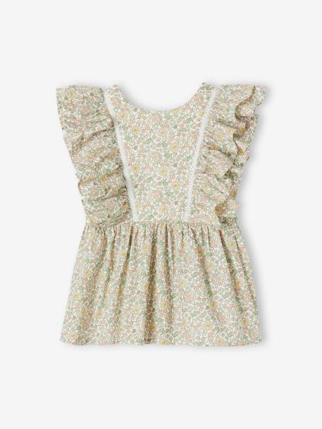 Blouse à volants imprimée fleurs cérémonie fille vanille 1 - vertbaudet enfant 