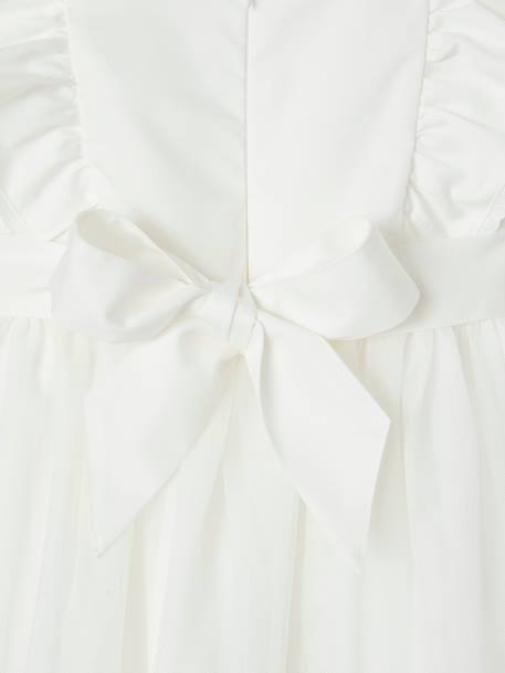 Robe cérémonie fille satin de coton à volants blanc+écru+rose pâle+vert sauge 8 - vertbaudet enfant 