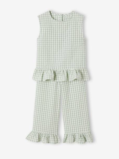Ensemble fille blouse pantalon 7/8ème vert sauge 1 - vertbaudet enfant 