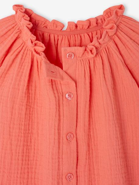 Blouse ample en gaze de coton fille corail 3 - vertbaudet enfant 