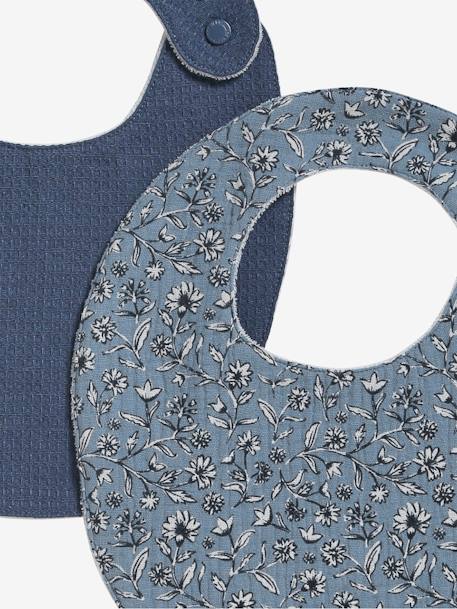 Lot 2 bavoirs naissance bleu imprimé+terracotta 4 - vertbaudet enfant 