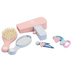 Jouet-Poupons et poupées-Poupons et accessoires-Set de coiffure pour poupée - PETITCOLLIN - Accessoires en bois - Rose - A partir de 3 ans
