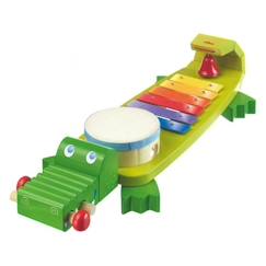 Jouet-Jeux éducatifs-Jouet musical Crocodile - HABA - Stimule l'éveil musical - Pour enfants de 3 ans et plus - Multicolore