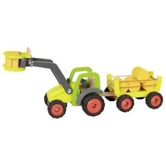 Jouet-Jeux de plein air-Véhicules enfant-Tracteur avec remorque à foin - GOKI - Pour enfants à partir de 3 ans - Blanc - Garantie 2 ans