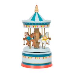 Linge de maison et décoration-Décoration-Objet déco-Boîte à musique carrousel à chevaux - SMALL FOOT - Bleu - Enfant - Mixte - A partir de 3 ans