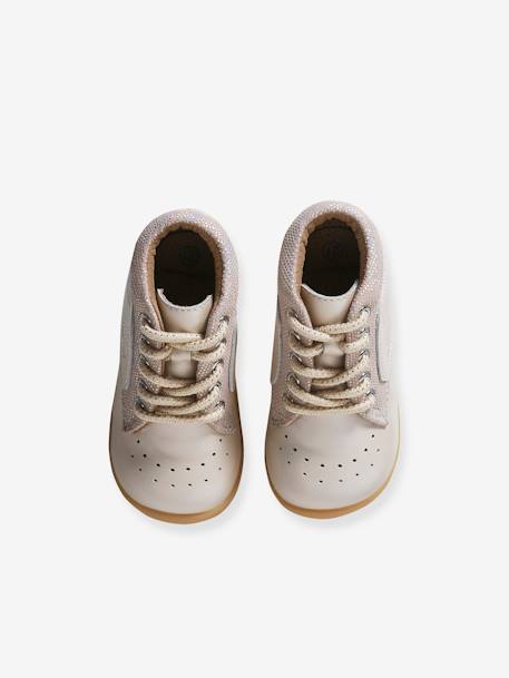 Chaussures premiers pas bébé lacets beige irisé+camel+MARRON CLAIR UNI 4 - vertbaudet enfant 