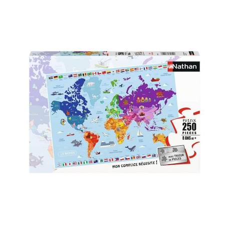 Puzzle 250 pièces : Carte du monde Coloris Unique BLANC 3 - vertbaudet enfant 