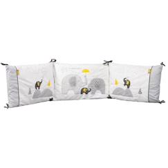 Linge de maison et décoration-Tour de lit bébé déhoussable en coton blanc - SAUTHON - Babyfan - Design graphique - Douillet - Mixte