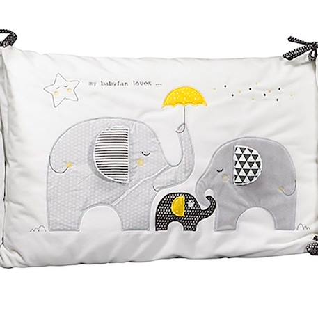 Tour de lit bébé déhoussable en coton blanc - SAUTHON - Babyfan - Design graphique - Douillet - Mixte BLANC 2 - vertbaudet enfant 