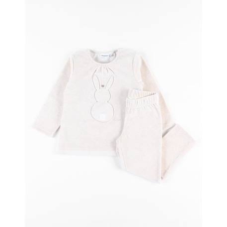 Pyjama 2 pièces imprimé lapin en velours chiné BEIGE 3 - vertbaudet enfant 