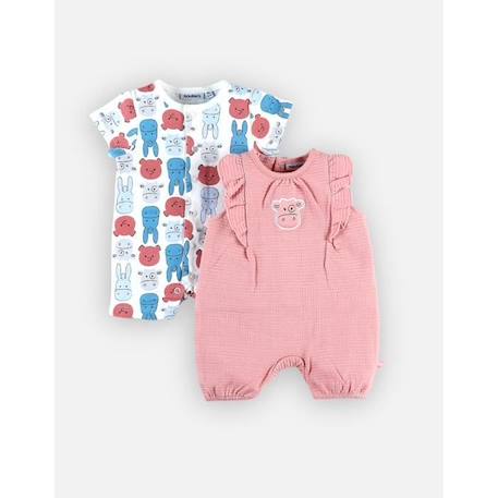 Set de 2 combishorts en jersey coton imprimés ROSE 1 - vertbaudet enfant 