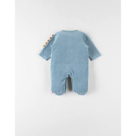 Pyjama 1 pièce imprimé dino en velours BLEU 2 - vertbaudet enfant 