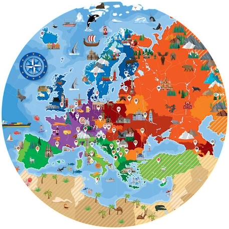 Puzzle circulaire L'Europe - Sassi Junior - 210 pièces - Pour enfant de 6 ans et plus BLEU 2 - vertbaudet enfant 