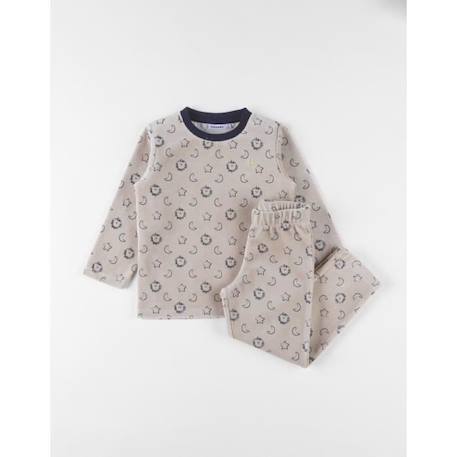 Pyjama 2 pièces à imprimé lion en velours BEIGE 1 - vertbaudet enfant 