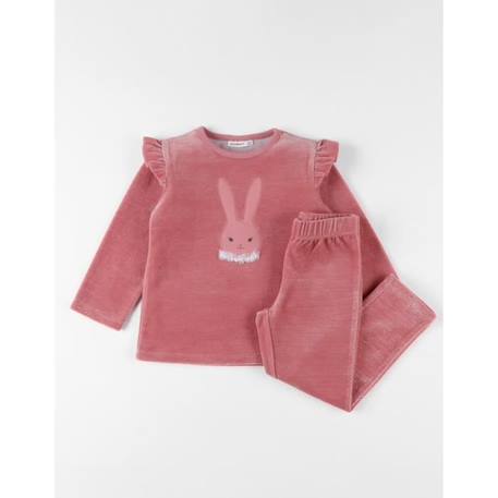 Fille-Pyjama 2 pièces en velours broderie lapin