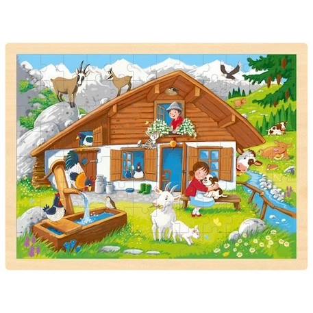 Puzzle Animaux - GOKI - Sur l'alpage - Moins de 100 pièces - Mixte VERT 1 - vertbaudet enfant 