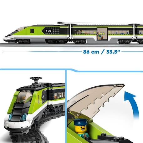 LEGO City Le Train de Voyageurs Express - Jouet de Train Télécommandé - Phares Fonctionnels - Enfants 7 Ans BLEU 3 - vertbaudet enfant 