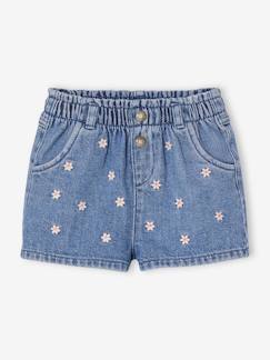 -Short bébé en denim brodé 