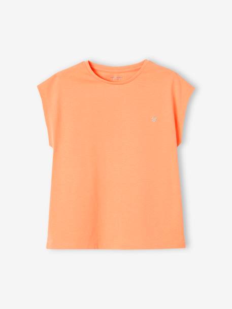 Tee-shirt uni Basics personnalisable fille manches courtes corail+mandarine 6 - vertbaudet enfant 