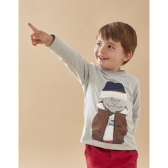 T-shirt manches longues imprimé Nouky gris chiné  - vertbaudet enfant