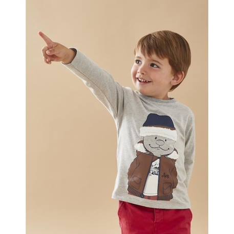 T-shirt manches longues imprimé Nouky gris chiné GRIS 1 - vertbaudet enfant 