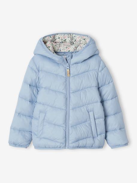 Doudoune légère à capuche fille bleu ciel+blush+lichen+moutarde 2 - vertbaudet enfant 