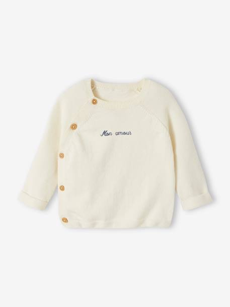 Pull bébé en tricot ouverture naissance écru 2 - vertbaudet enfant 