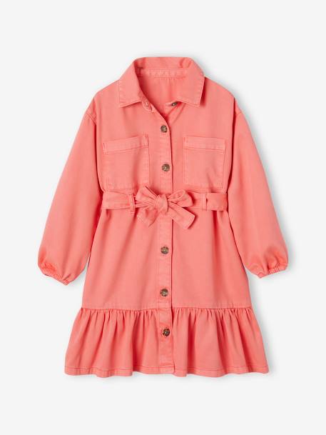 Robe chemise à volants fille corail 2 - vertbaudet enfant 