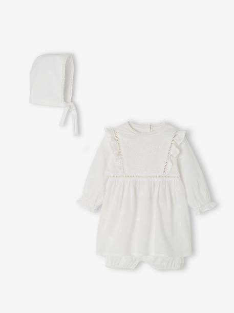 Ensemble cérémonie bébé : robe, bloomer et béguin blanc 5 - vertbaudet enfant 
