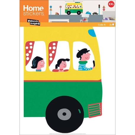 Sticker mural Bus et voitures JAUNE 2 - vertbaudet enfant 
