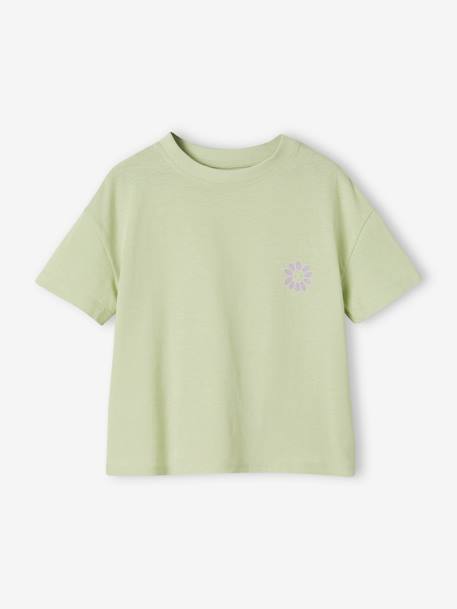 Tee-shirt uni Basics fille manches courtes rose bonbon+turquoise+vert amande 9 - vertbaudet enfant 