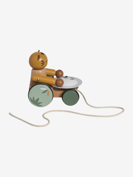Tigre musical à tirer en bois FSC® - TANZANIE bois 3 - vertbaudet enfant 