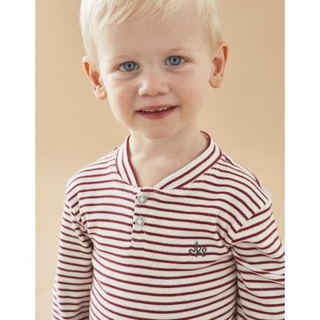 T-shirt henley manches longues en jersey rayé BLANC 2 - vertbaudet enfant 
