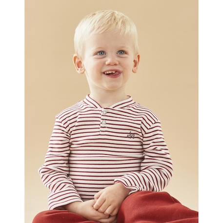 T-shirt henley manches longues en jersey rayé  - vertbaudet enfant