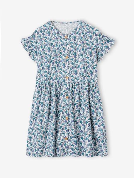 Robe boutonnée à fleurs fille bleu+bleu azur+écru+marine 1 - vertbaudet enfant 