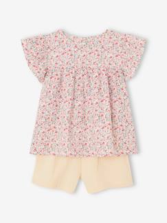 -Ensemble fille blouse short en gaze de coton