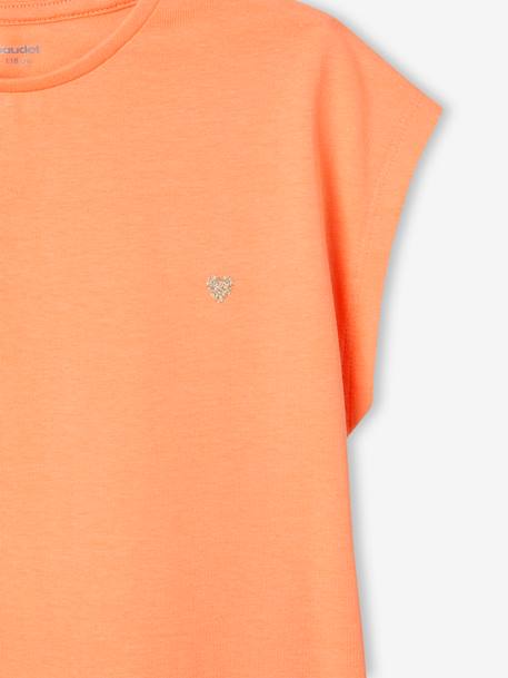 Tee-shirt uni Basics personnalisable fille manches courtes corail+mandarine 9 - vertbaudet enfant 