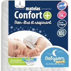 -Matelas Bébé Confort+ - BABYSOM - 70x140cm - Circulation Parfaite de l'air - Ultra Ventilé - Déhoussable