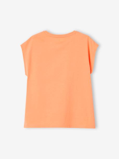 Tee-shirt uni Basics personnalisable fille manches courtes corail+mandarine 8 - vertbaudet enfant 