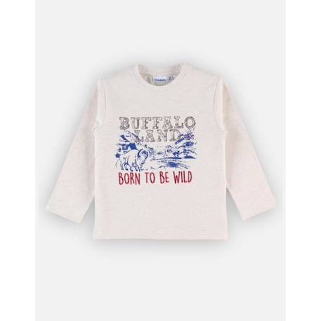 T-shirt longues manches imprimé 'Buffalo land' BEIGE 3 - vertbaudet enfant 