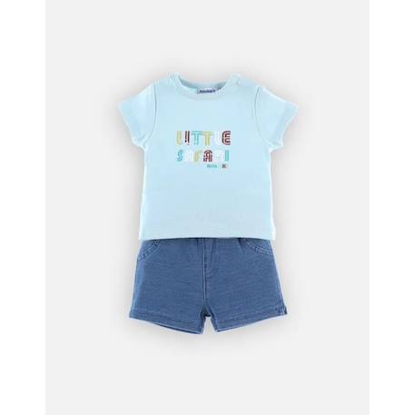 Set t-shirt + short denim en coton BIO BLEU 2 - vertbaudet enfant 