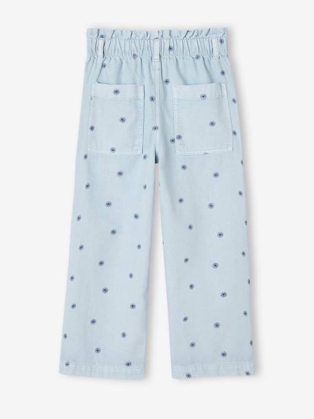 Pantalon large à fleurs style paperbag fille bleu imprimé 2 - vertbaudet enfant 