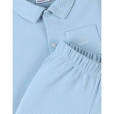 Pyjama 2 pièces court avec col chemise en jersey BLEU 4 - vertbaudet enfant 