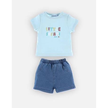 Set t-shirt + short denim en coton BIO BLEU 1 - vertbaudet enfant 